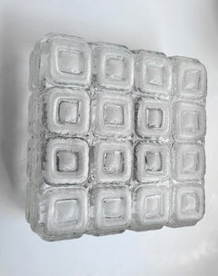 German Vintage Geometric Glass Ceiling or Wall Light Flush Mount, 1960s