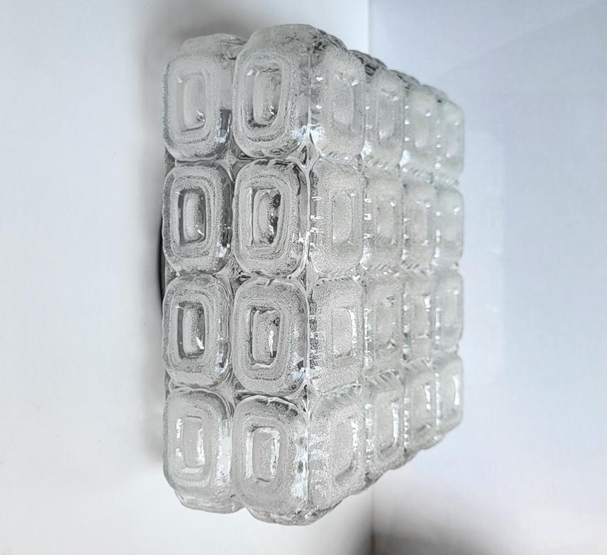 German Vintage Geometric Glass Ceiling or Wall Light Flush Mount, 1960s For Sale 1