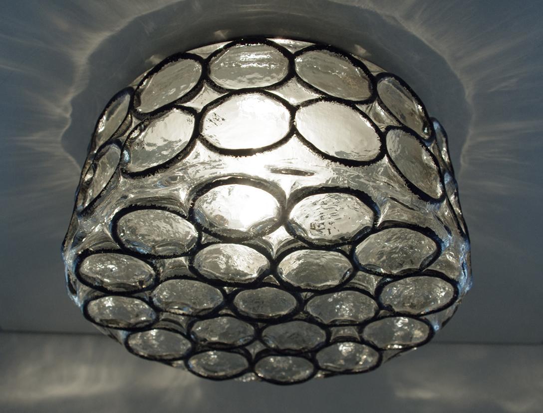ONE of... beautiful hand blown bubble glass flushmount.
Germany, 1960s.
Sockets: One x E27 (US E26).