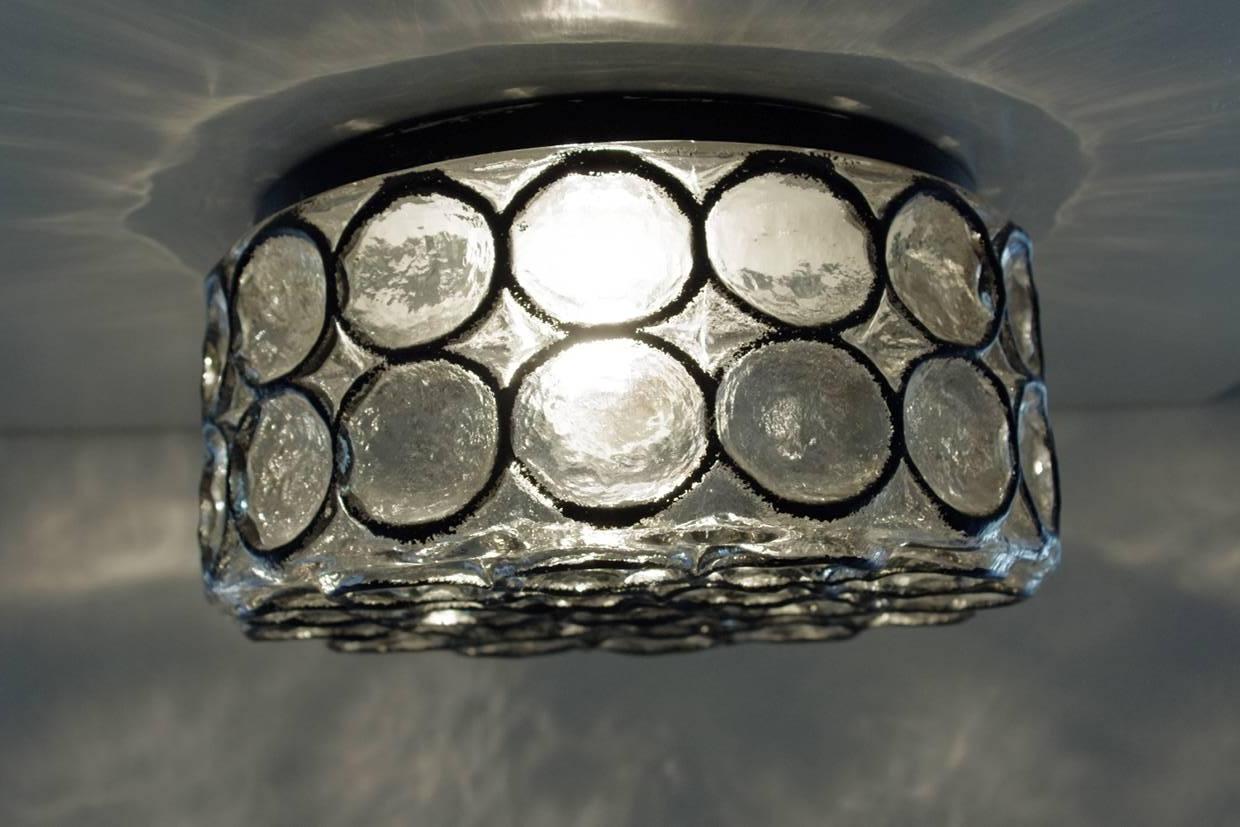 Mid-Century Modern German Vintage Geometric Glass Ceiling or Wall Lights Flushmounts, 1960s For Sale