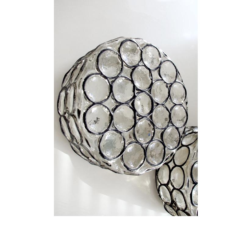 Metal German Vintage Geometric Glass Ceiling or Wall Lights Flushmounts, 1960s For Sale