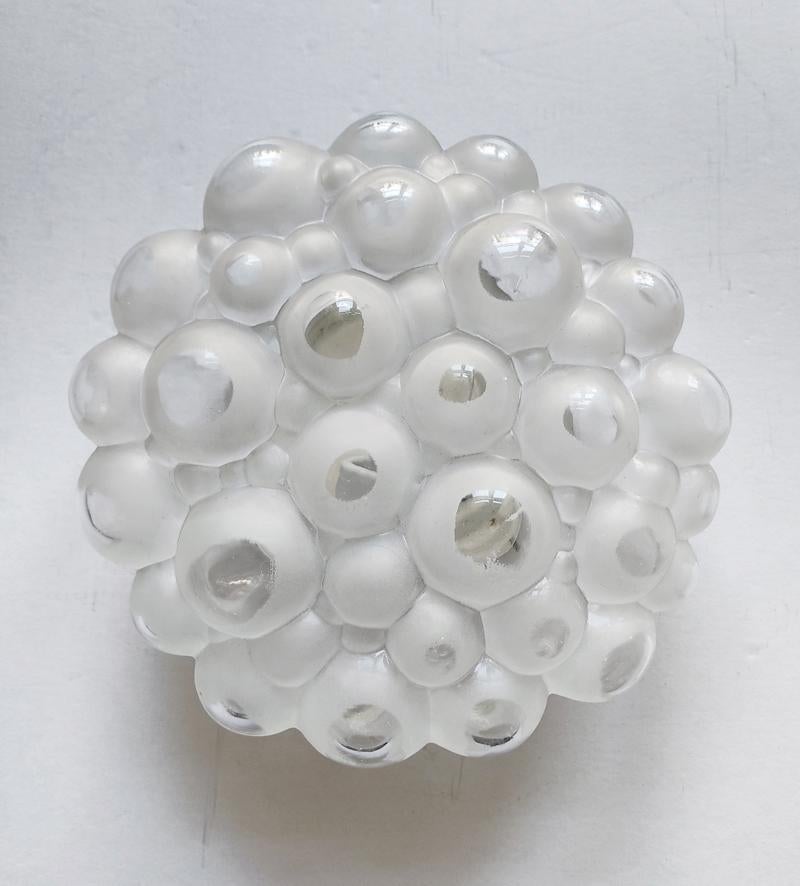 Lovely clear and matte white glass flush mount.
Germany, 1960s.