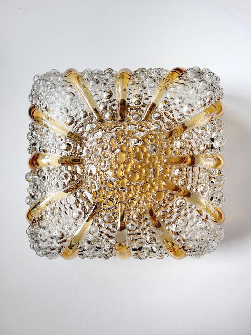 Mid-Century Modern German Vintage Glass Ceiling or Wall Light Flushmount Sconce, 1960s For Sale