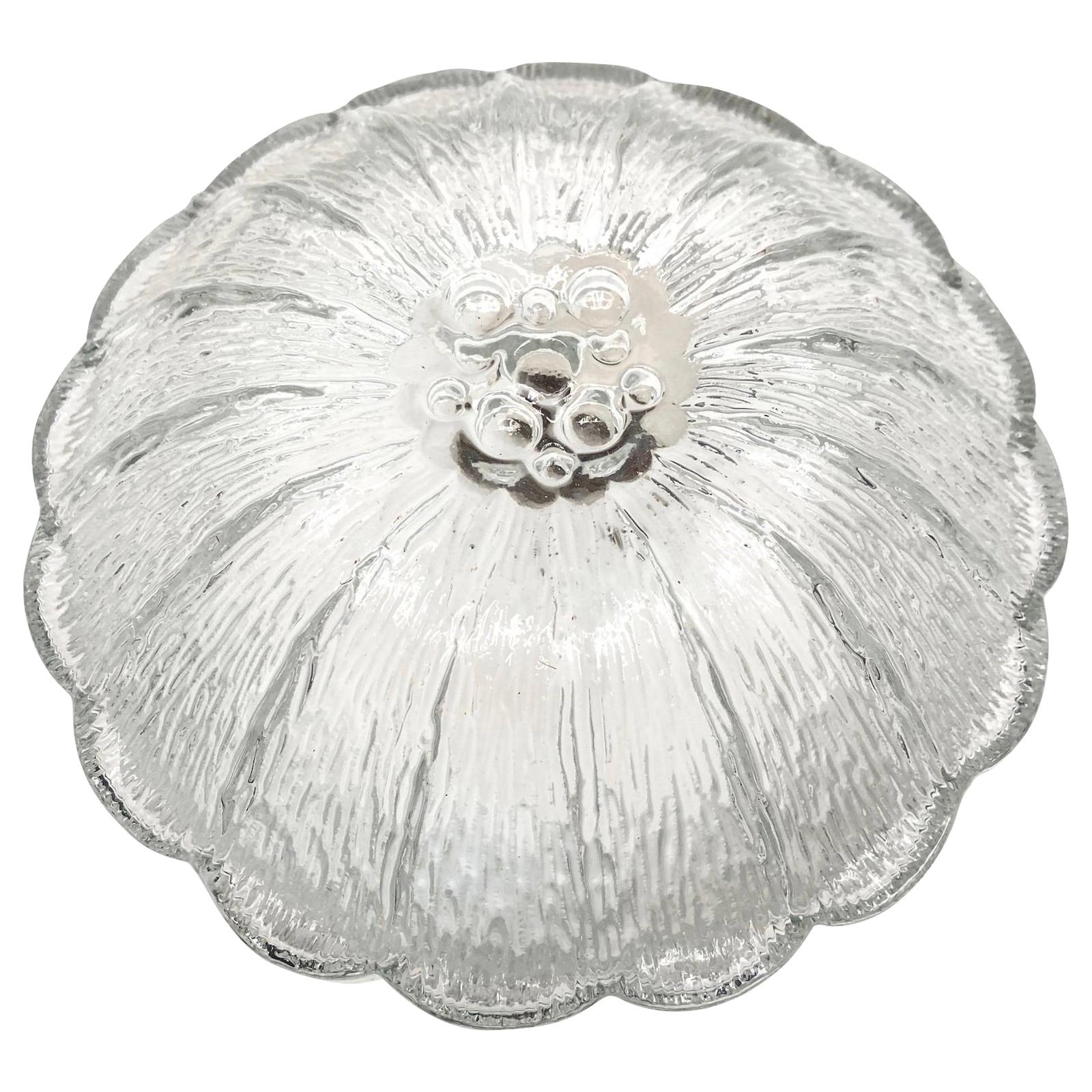 German Vintage Glass Flower Flush Mount, Massive Leuchten, Germany, 1960s For Sale