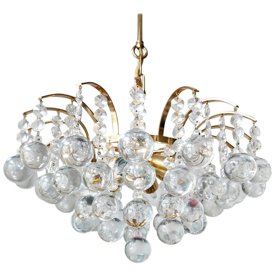 Lampadario a sospensione tedesco vintage placcato oro, anni '60