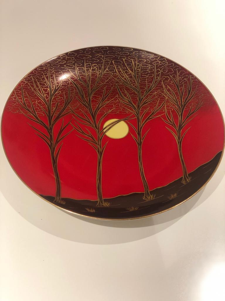 Arts and Crafts German Vintage Hand Painted Baravia KPM Porcelain and Dish, 1960-1970 