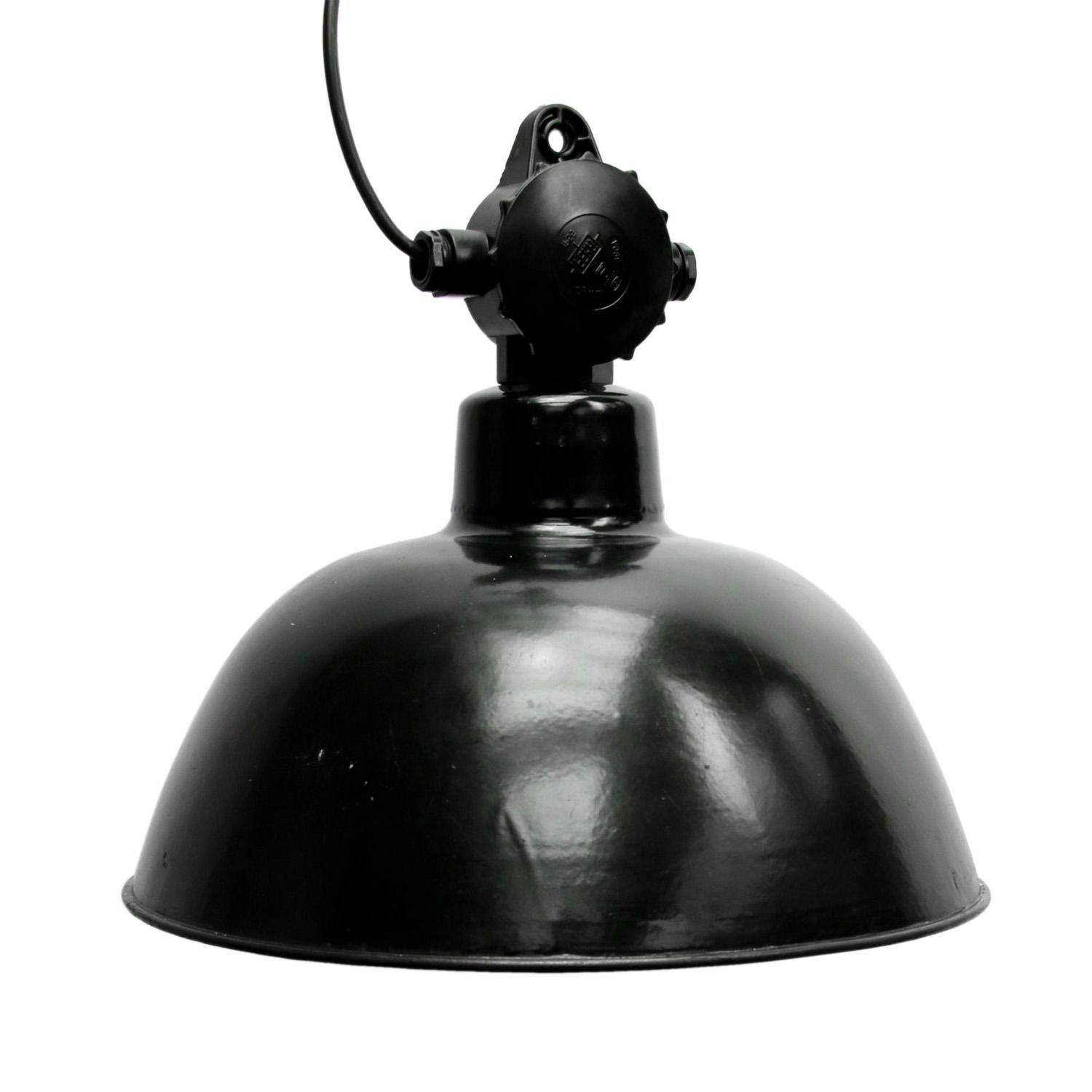 German Vintage Industrial Black Enamel Bakelite Top Pendant Lights at  1stDibs