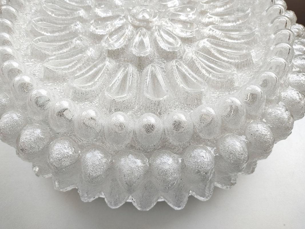 Blown Glass Large German Vintage Crystal Bubble Glass Ceiling or Wall Flush Mount, 1960s For Sale