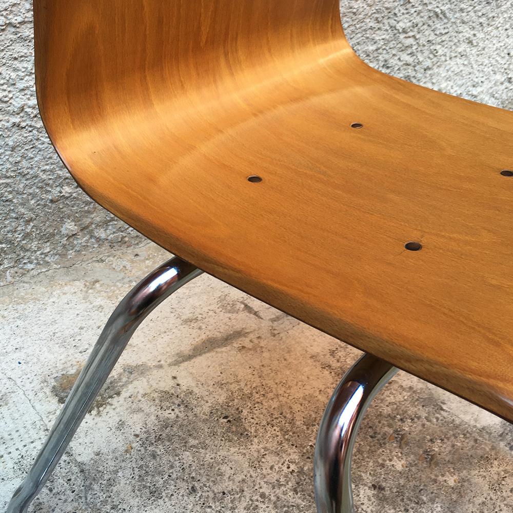 German Vintage Light Wood and Chromed Steel Pagholz Chair, 1960s 5