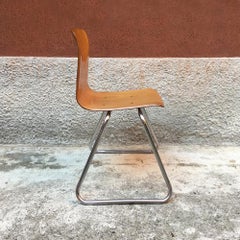 German Vintage Light Wood and Chromed Steel Pagholz Chair, 1960s