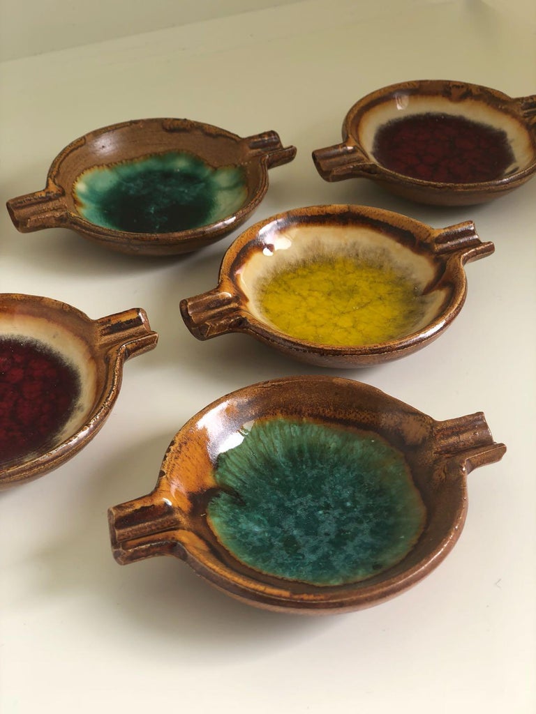 German Vintage Midcentury Portable Ashtrays, Set of Six, 1960s For Sale