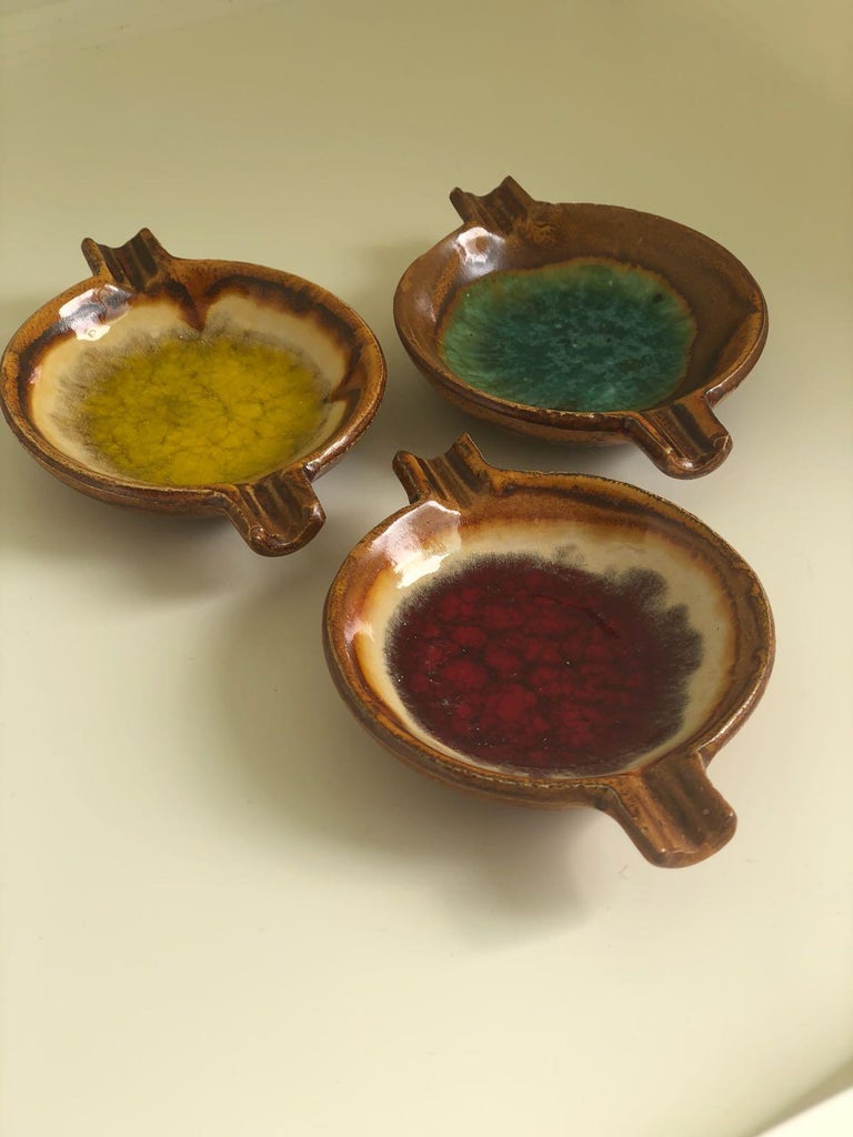 German Vintage Midcentury Portable Ashtrays, Set of Six, 1960s For Sale