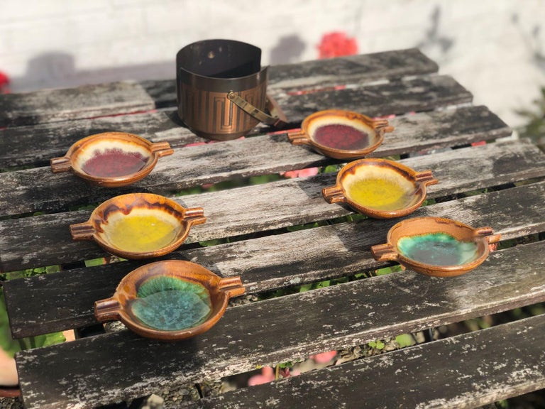 German Vintage Midcentury Portable Ashtrays, Set of Six, 1960s For Sale