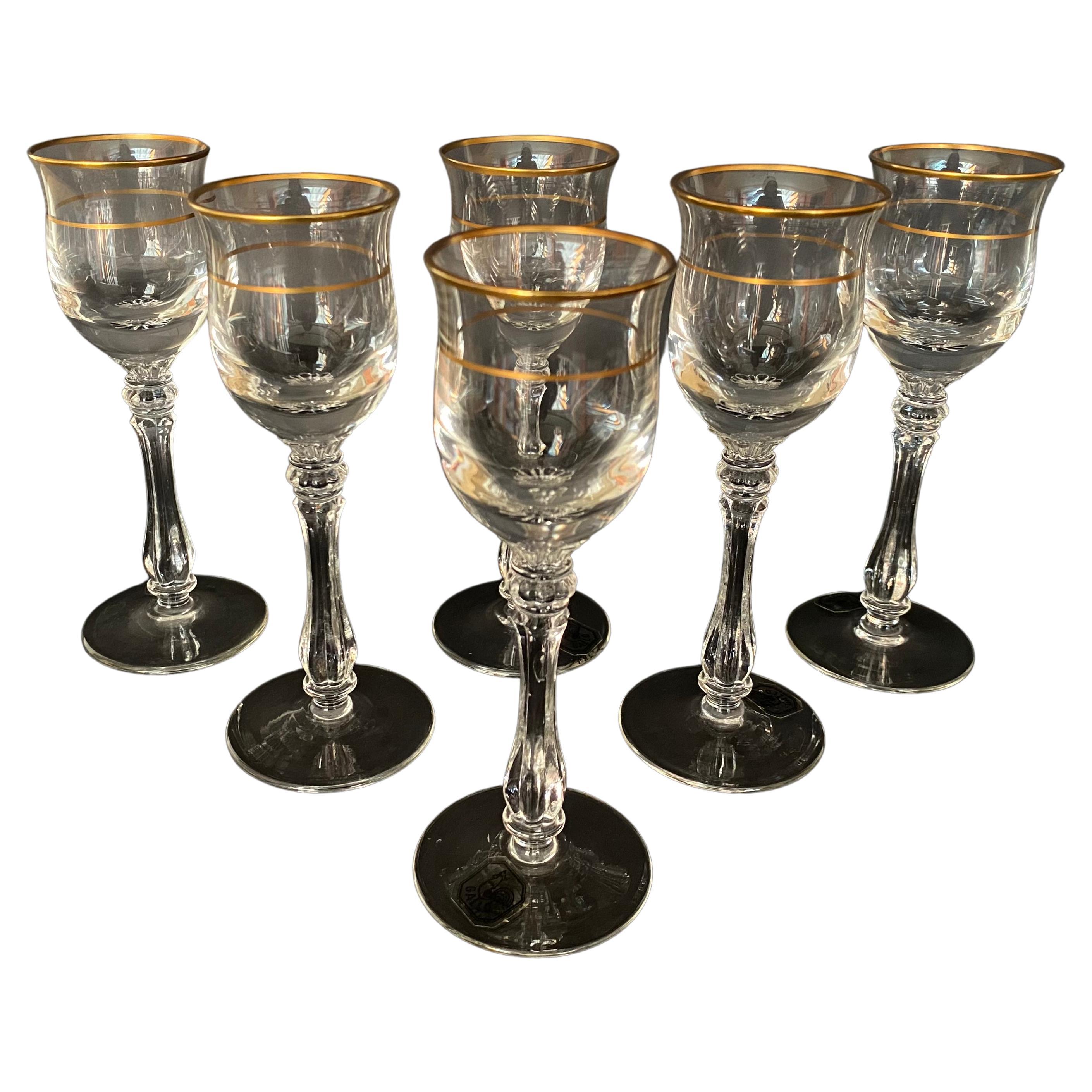 Gorgeous Crystal Shot Glasses set by German manufactory Gallo. Around 1970s.

Products are equipped with high legs and are designed to serve vodka, liquor or cognac.

The glasses are handcut and munge blown. Elegant and precise work of art.