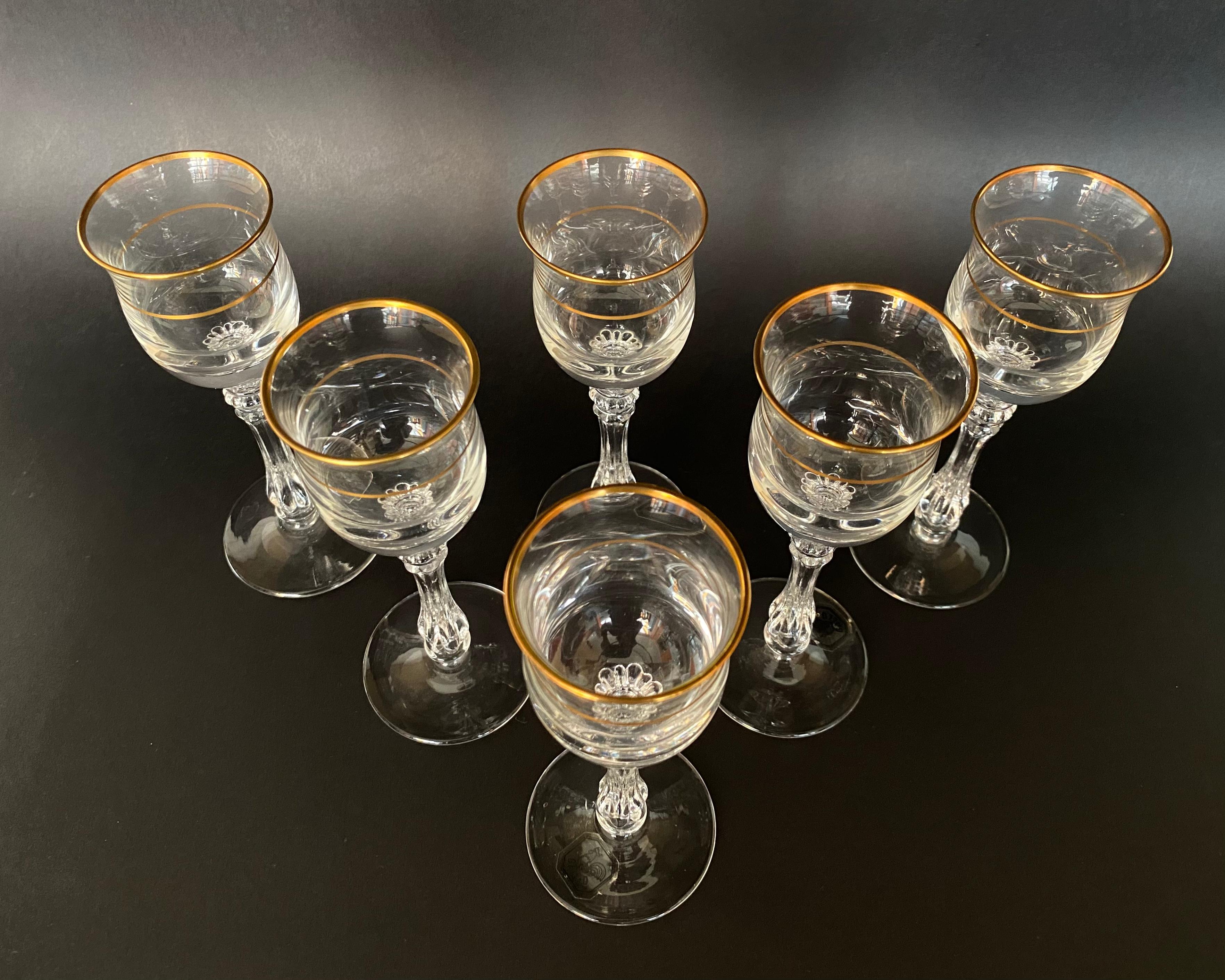 German Vintage Set of 6 Crystal Shot Glasses for Vodka by Gallo, 1970 In Excellent Condition For Sale In Bastogne, BE