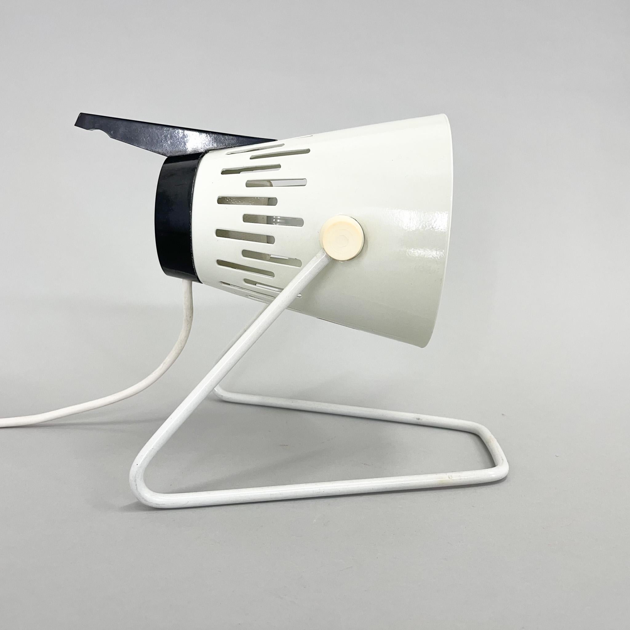 Vintage Space Age metal and plastic table lamp made in the 1970s in Leipzig (Germany).