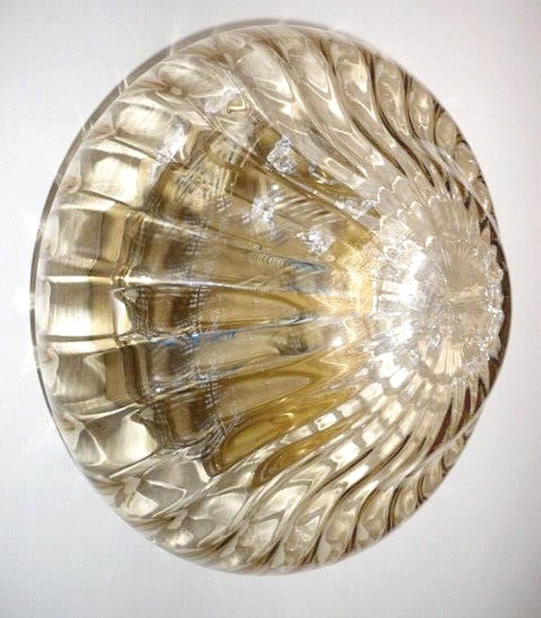 Allemand Plafonnier allemand vintage en verre texturé et laiton, années 1960 en vente