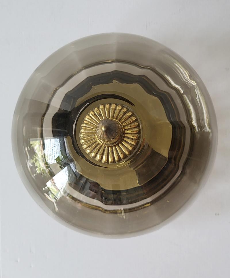 German Vintage Textured Glass and Brass Ceiling Light Flush Mount, 1960s For Sale 3
