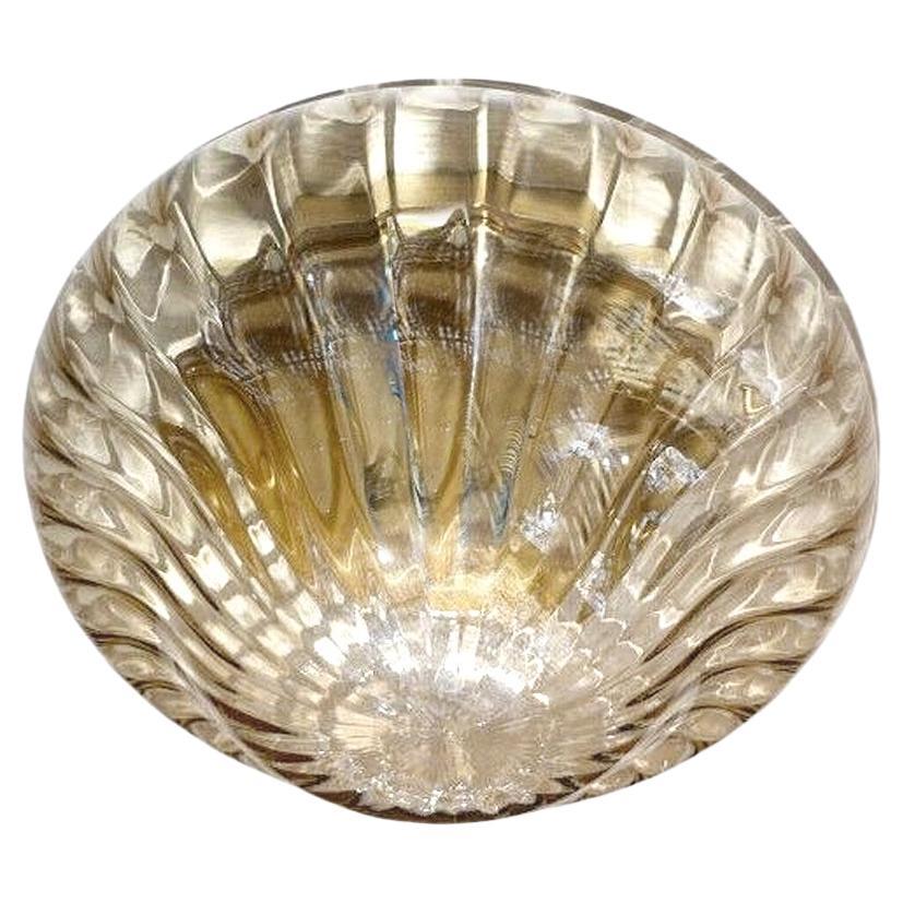 Plafonnier allemand vintage en verre texturé et laiton, années 1960 en vente