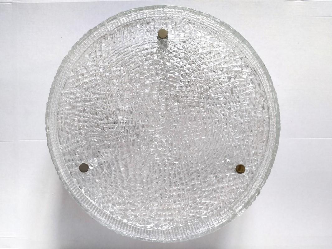 20th Century German Vintage Textured Murano Glass Ceiling Light Flushmount, 1960s For Sale