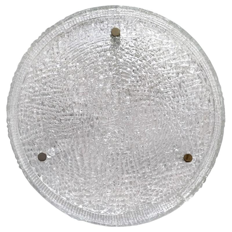 German Vintage Textured Murano Glass Ceiling Light Flushmount, 1960s