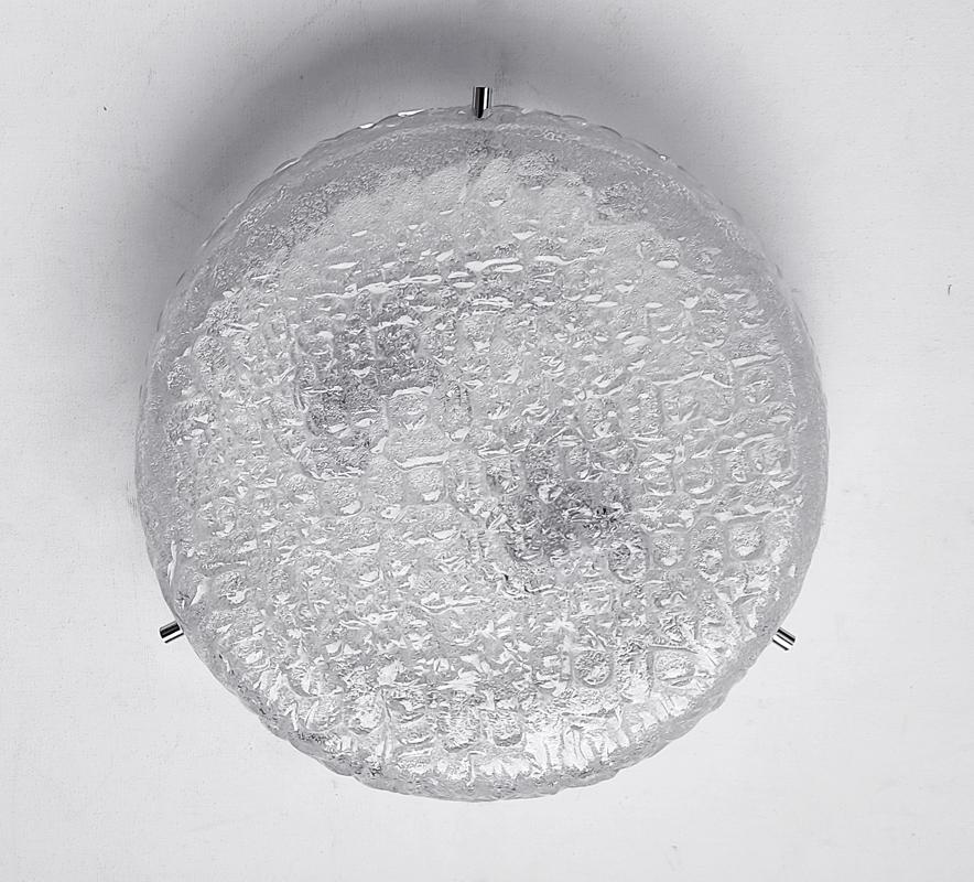 German Vintage Textured Murano Glass Flush Mount, 1960s For Sale 1