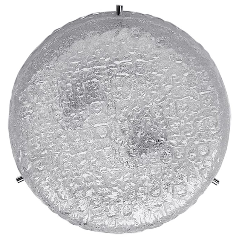 Flush Mount Alemán Vintage de Cristal de Murano Texturado, Años 60