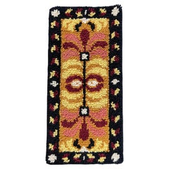 German Retro Wall Rug, Thick Chunky Abstract Floral Pattern in Earthy Colours
