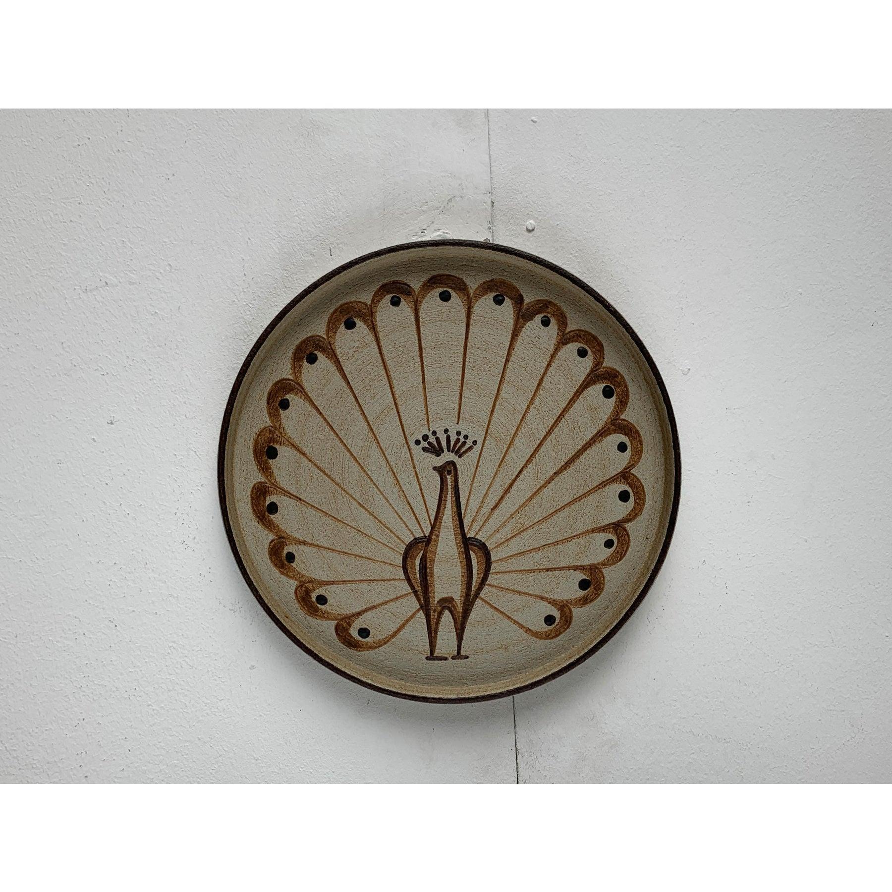 German Wall Plate or Bowl with Peacock Motif from Sgrafo Modern, 1960s For Sale 4