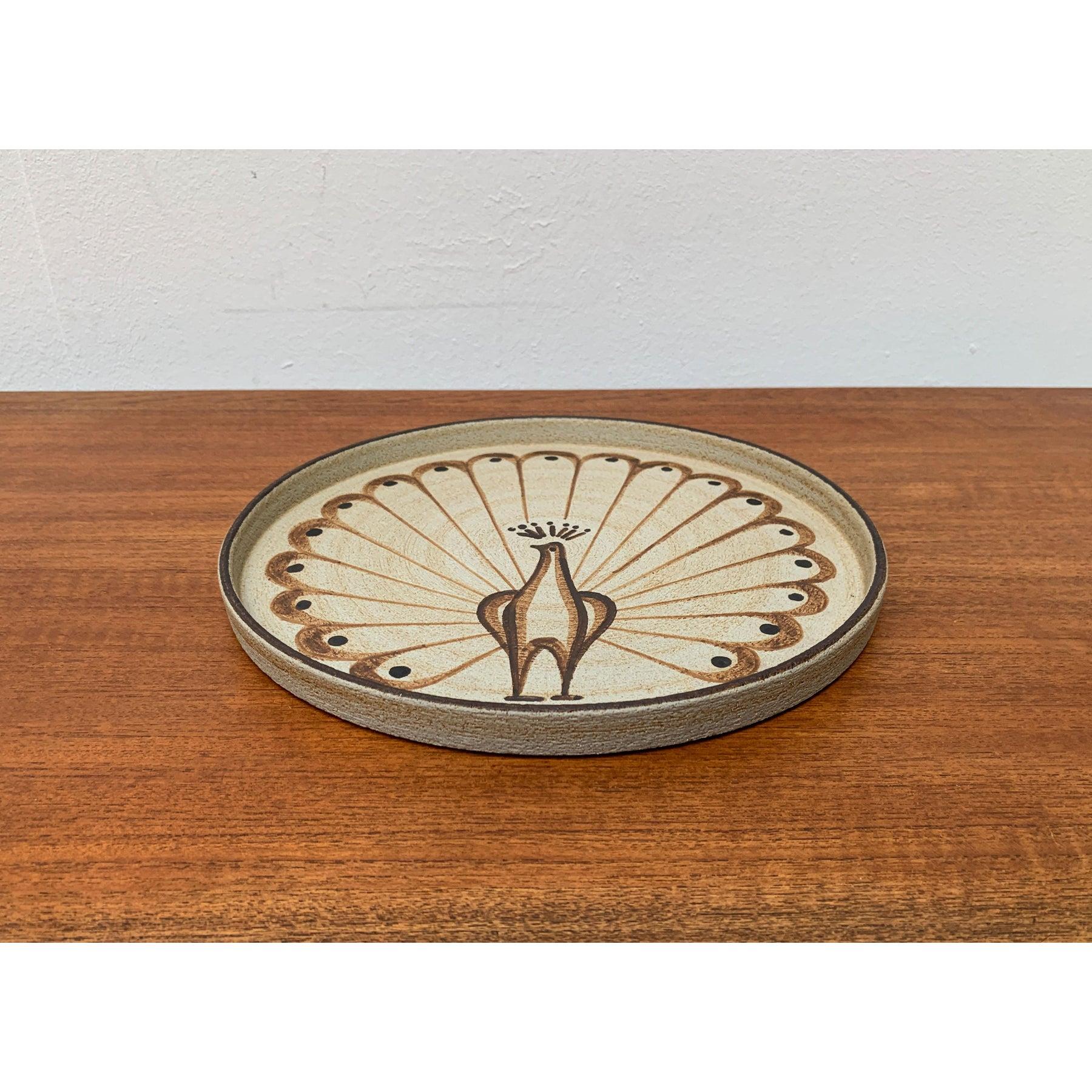 German Wall Plate or Bowl with Peacock Motif from Sgrafo Modern, 1960s For Sale 5