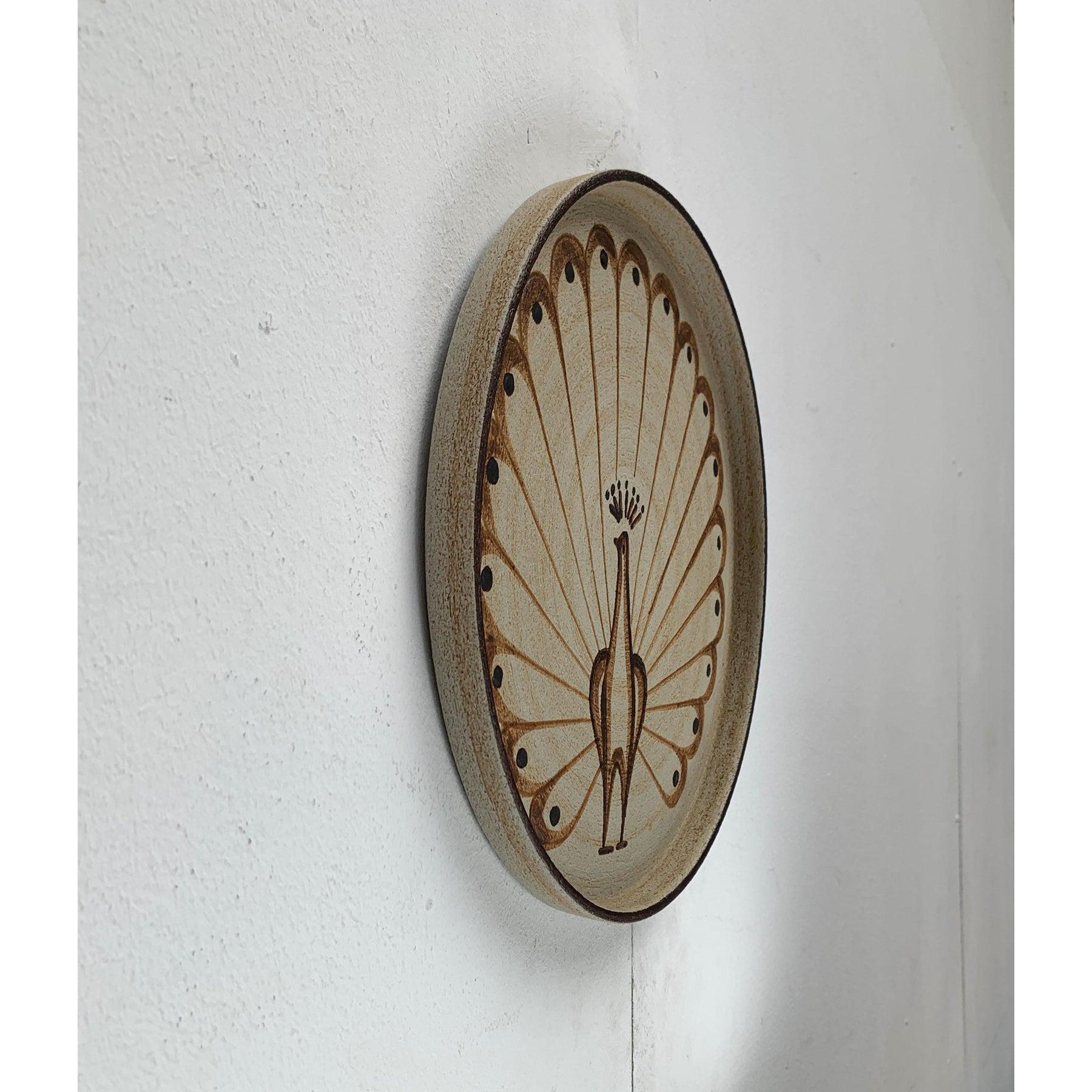 Mid-Century Modern German Wall Plate or Bowl with Peacock Motif from Sgrafo Modern, 1960s For Sale