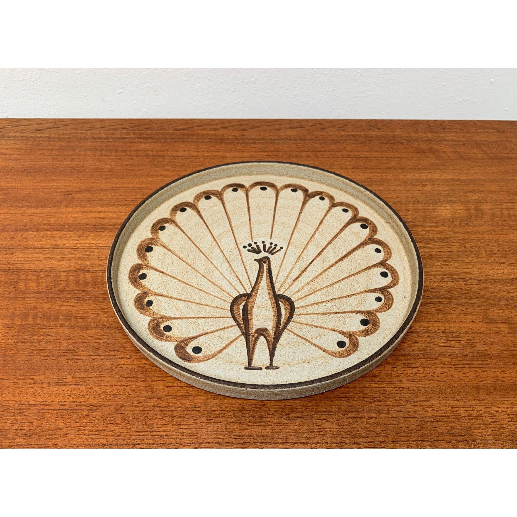 German Wall Plate or Bowl with Peacock Motif from Sgrafo Modern, 1960s In Excellent Condition For Sale In Hamburg, DE