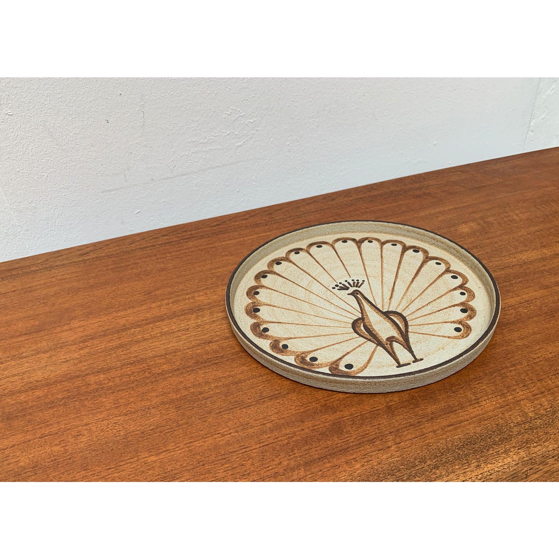German Wall Plate or Bowl with Peacock Motif from Sgrafo Modern, 1960s For Sale 2