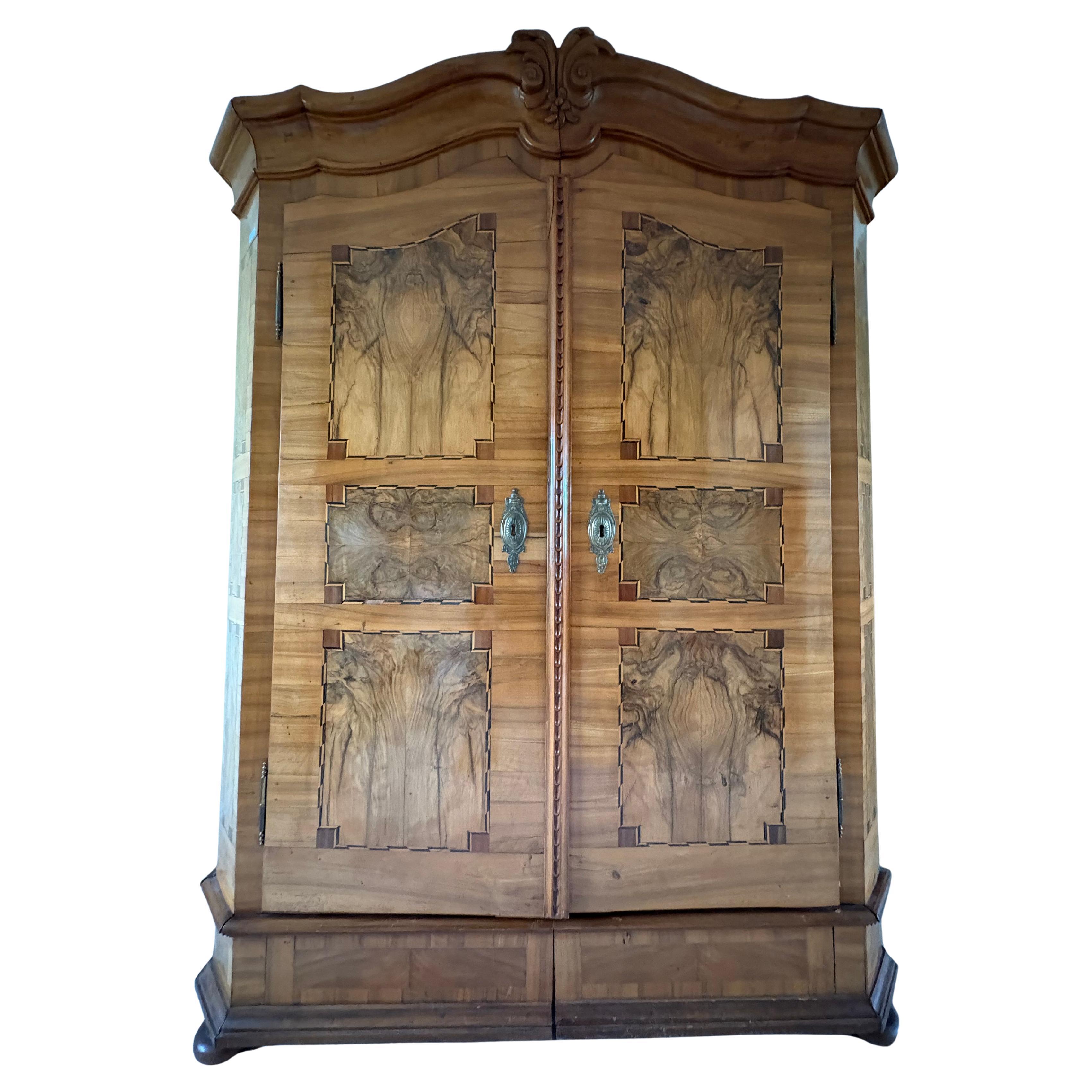 German Walnut Baroque Wardrobe or Cabinet MIddle of 18th Century