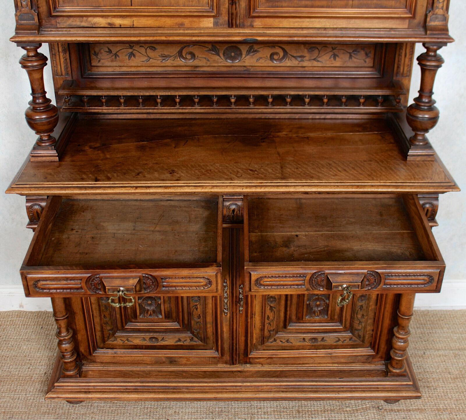 German Walnut Bookcase Large Cabinet Carved, 19th Century For Sale 8