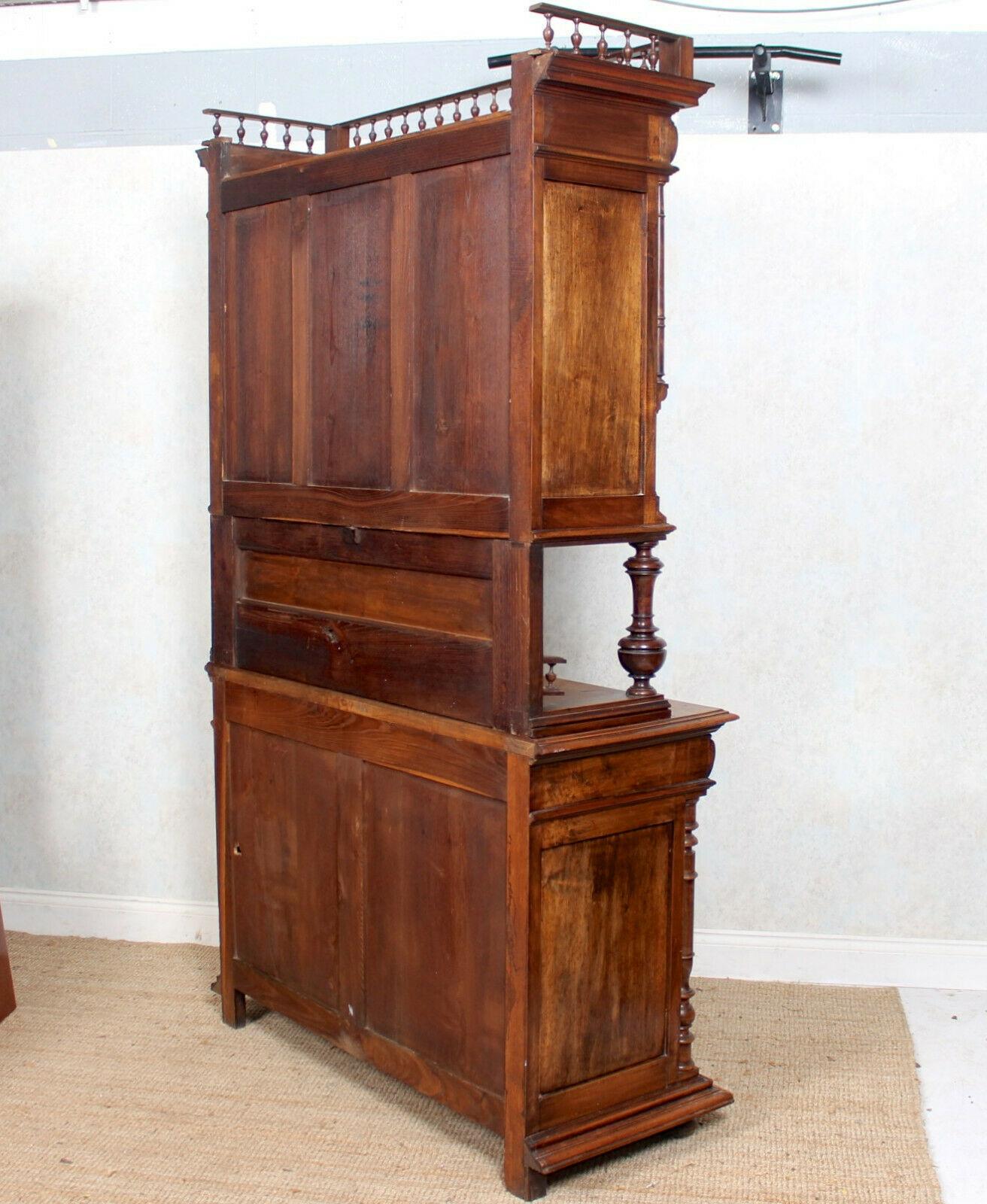 German Walnut Bookcase Large Cabinet Carved, 19th Century For Sale 9