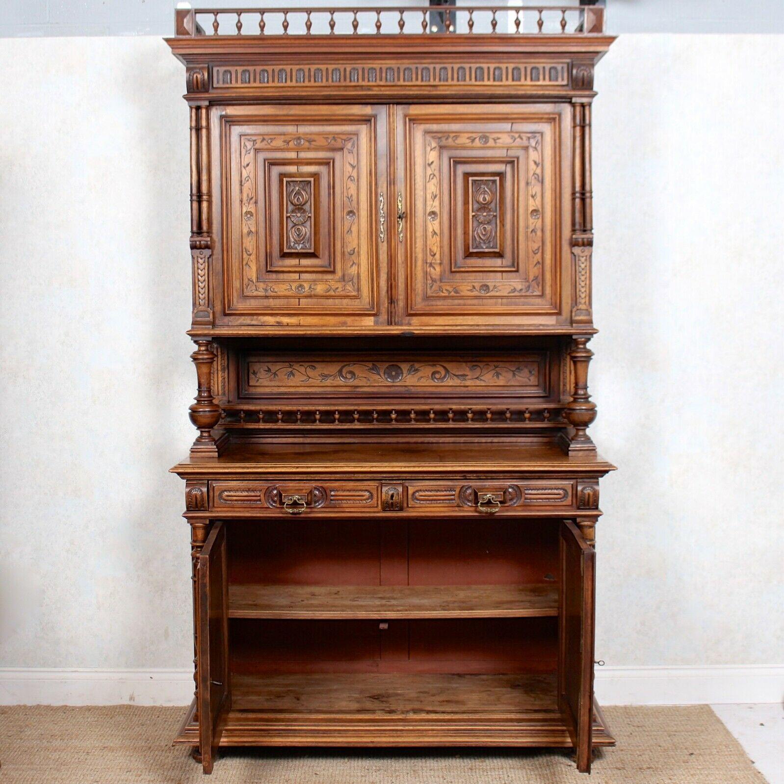 German Walnut Bookcase Large Cabinet Carved, 19th Century For Sale 2