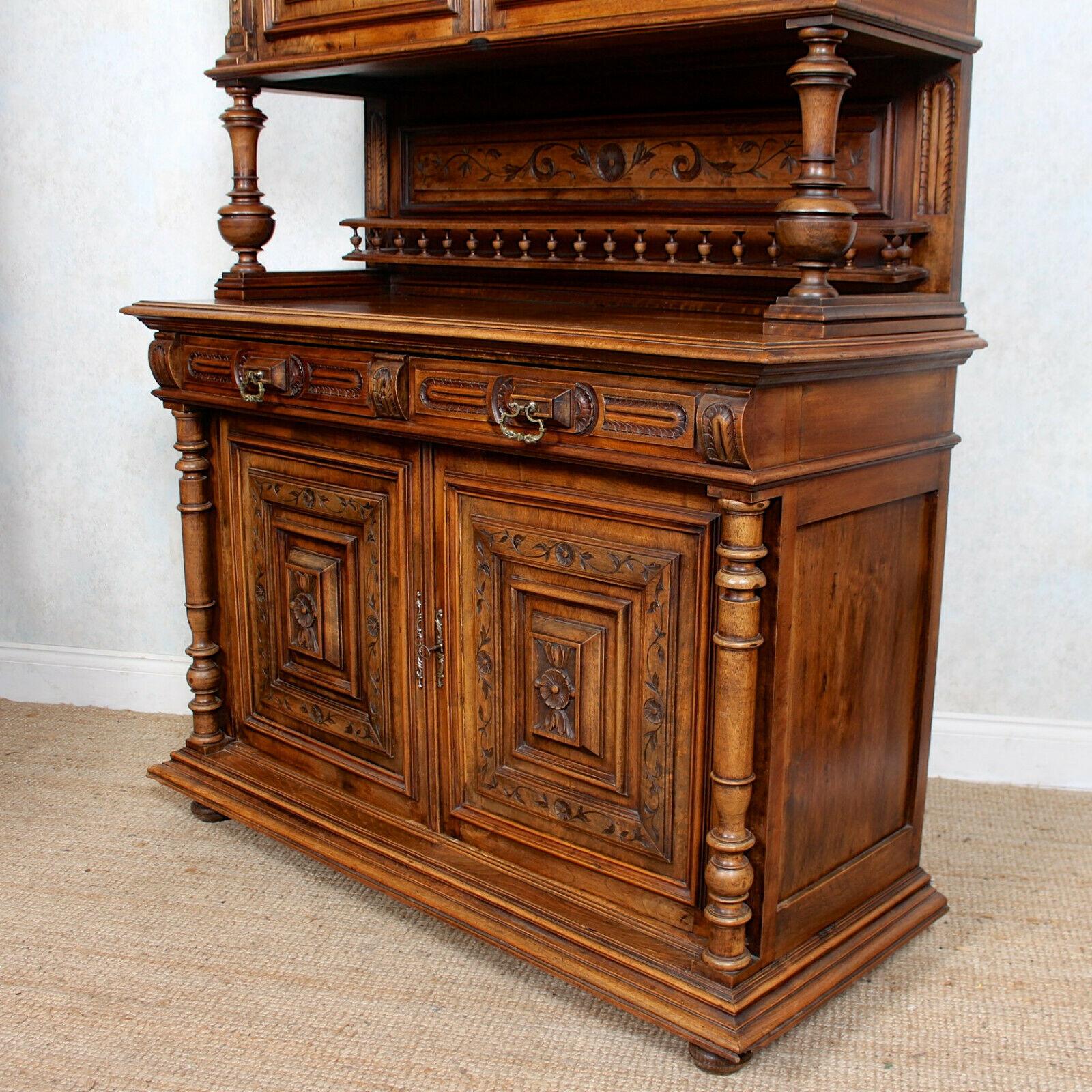German Walnut Bookcase Large Cabinet Carved, 19th Century For Sale 5
