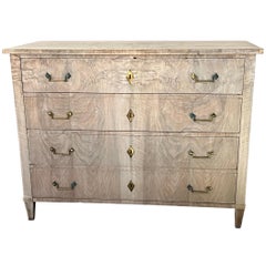 German Walnut Chest Of Drawers With Bookmatched Walnut Burl Book-Matched Veneer
