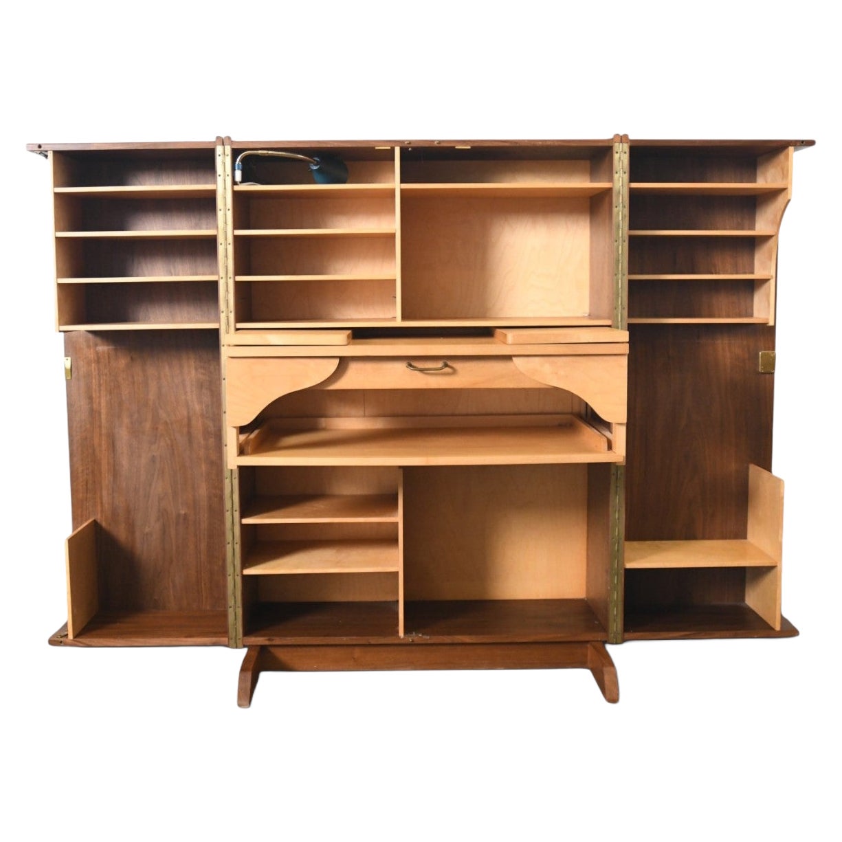 German Walnut "Desk in a Box" Home Office Cabinet, 1960s
