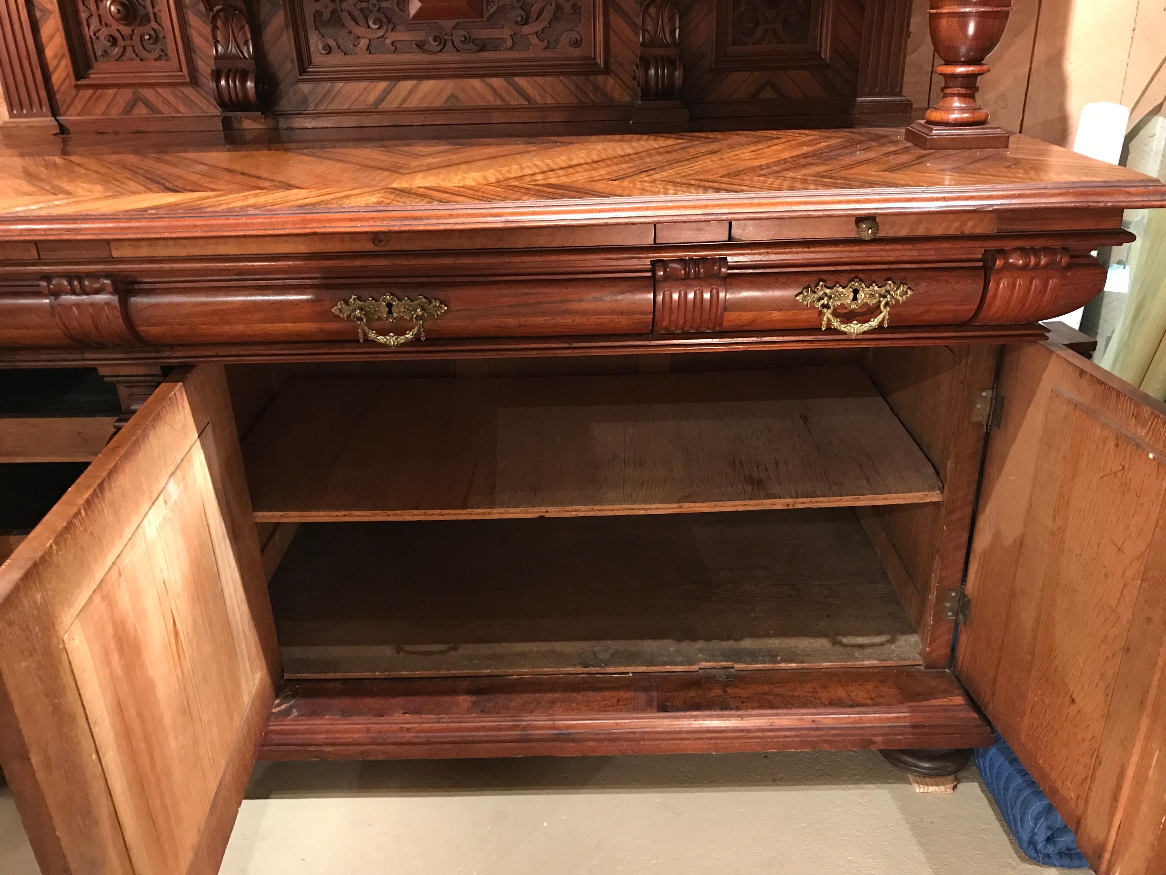 German Walnut Schrank or Cabinet with Boldly Carved Panel Doors 6