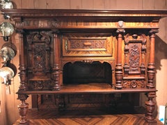 German Walnut Schrank or Cabinet with Boldly Carved Panel Doors