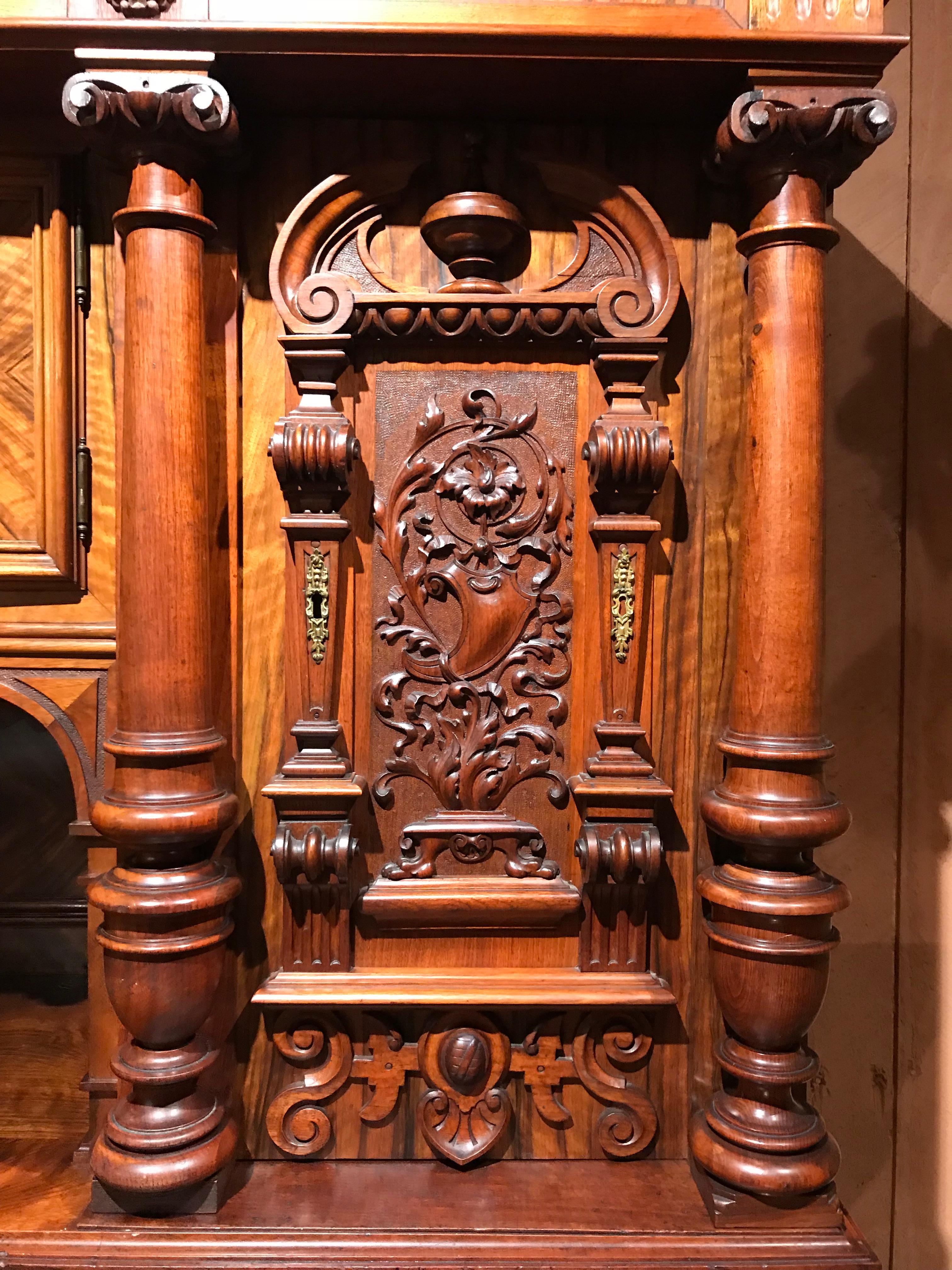 19th Century German Walnut Schrank or Cabinet with Boldly Carved Panel Doors