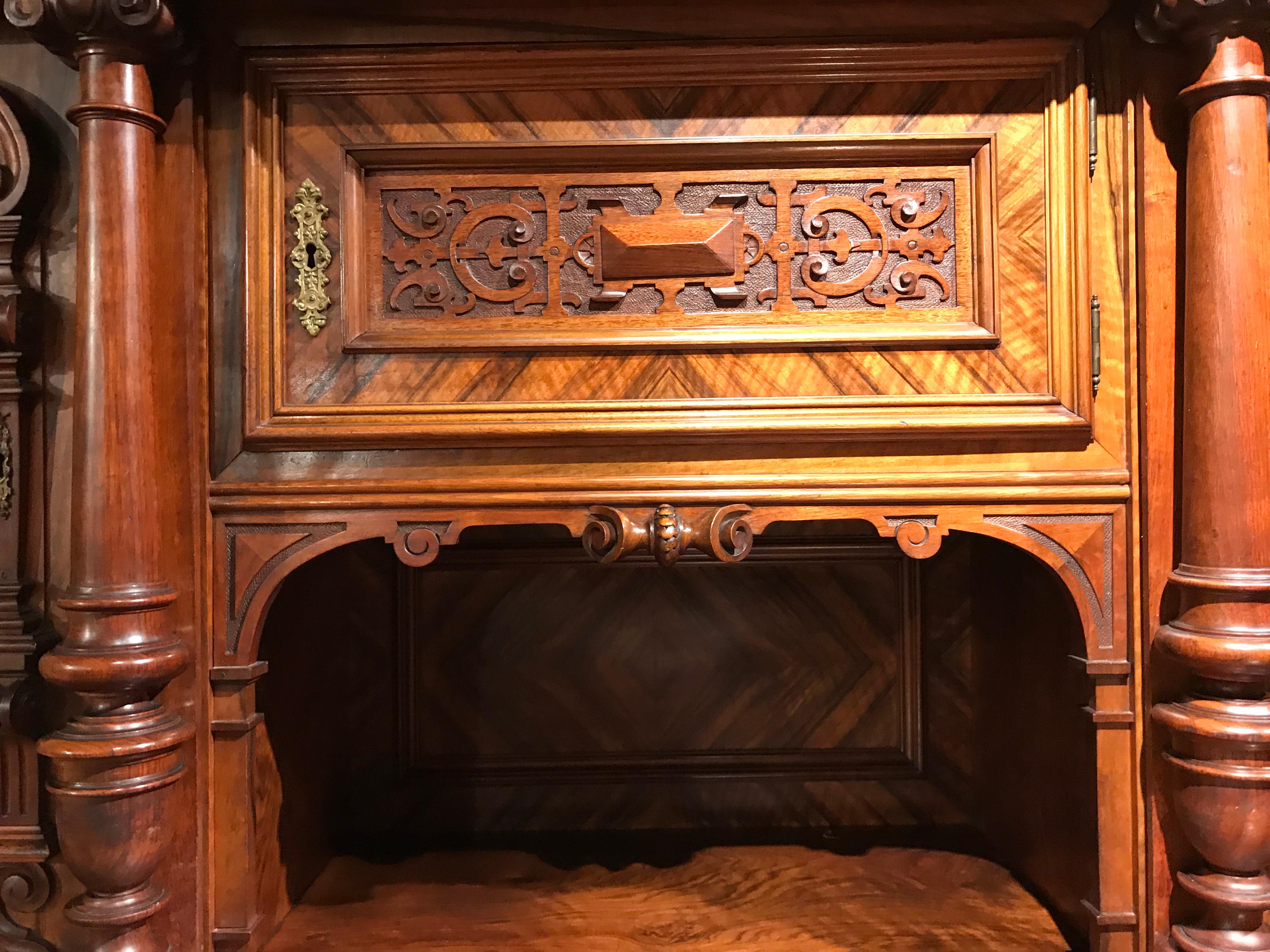 German Walnut Schrank or Cabinet with Boldly Carved Panel Doors 1