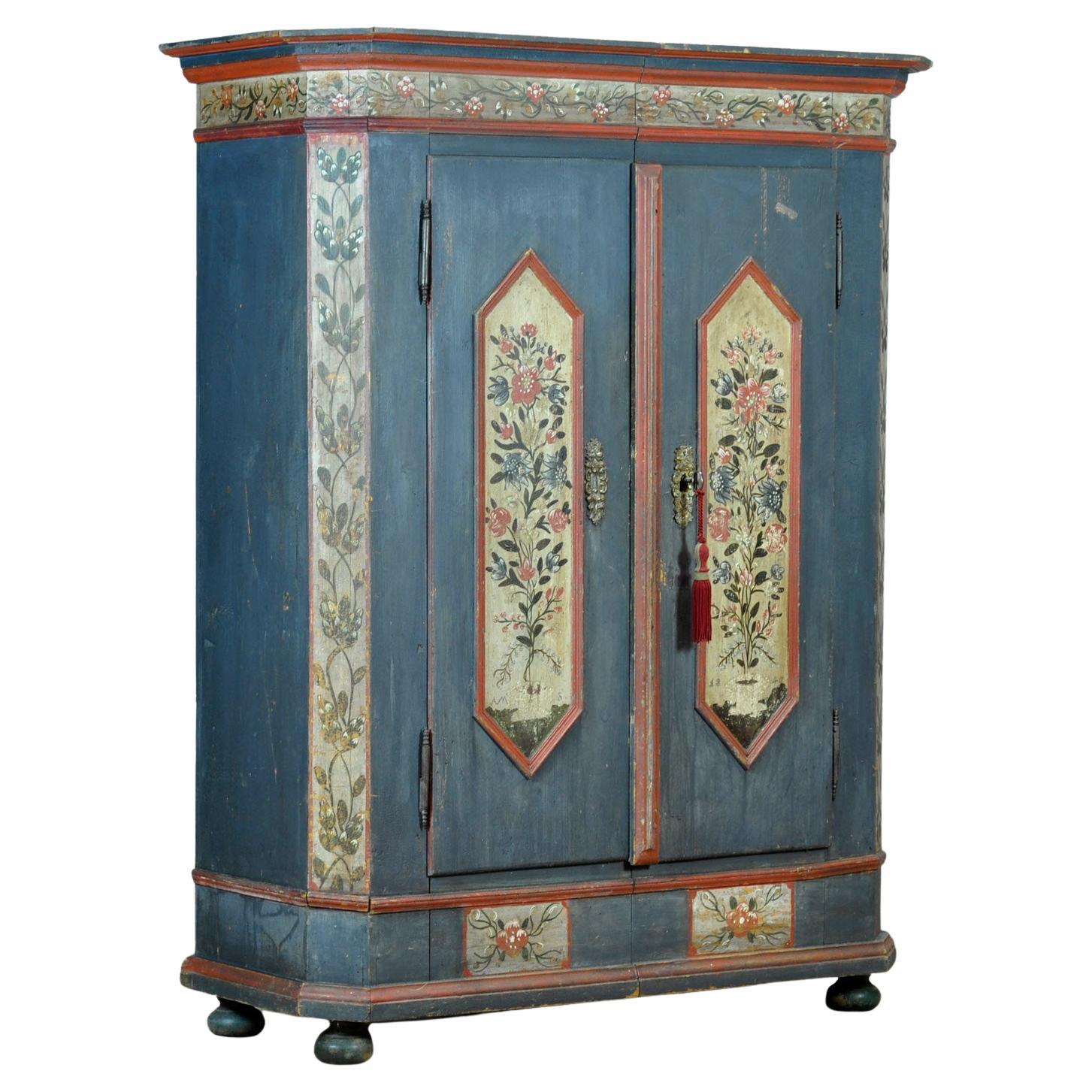 Cabinet de mariage allemand, daté de 1840 en vente