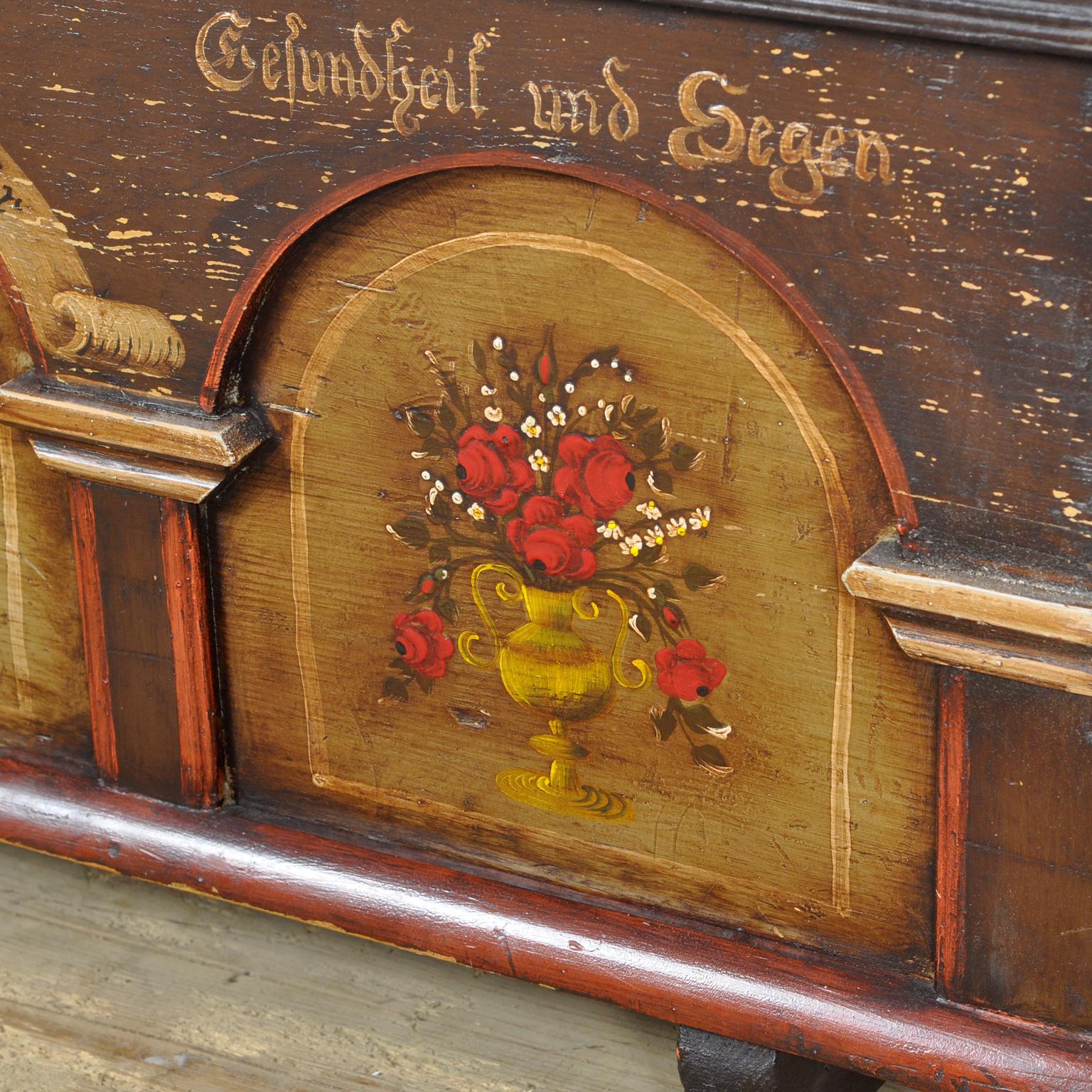 Pine German Wedding Chest from 1842 For Sale