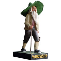 Figure publicitaire allemande en papier mâché Werbefigur Wurzelsepp:: vers 1930