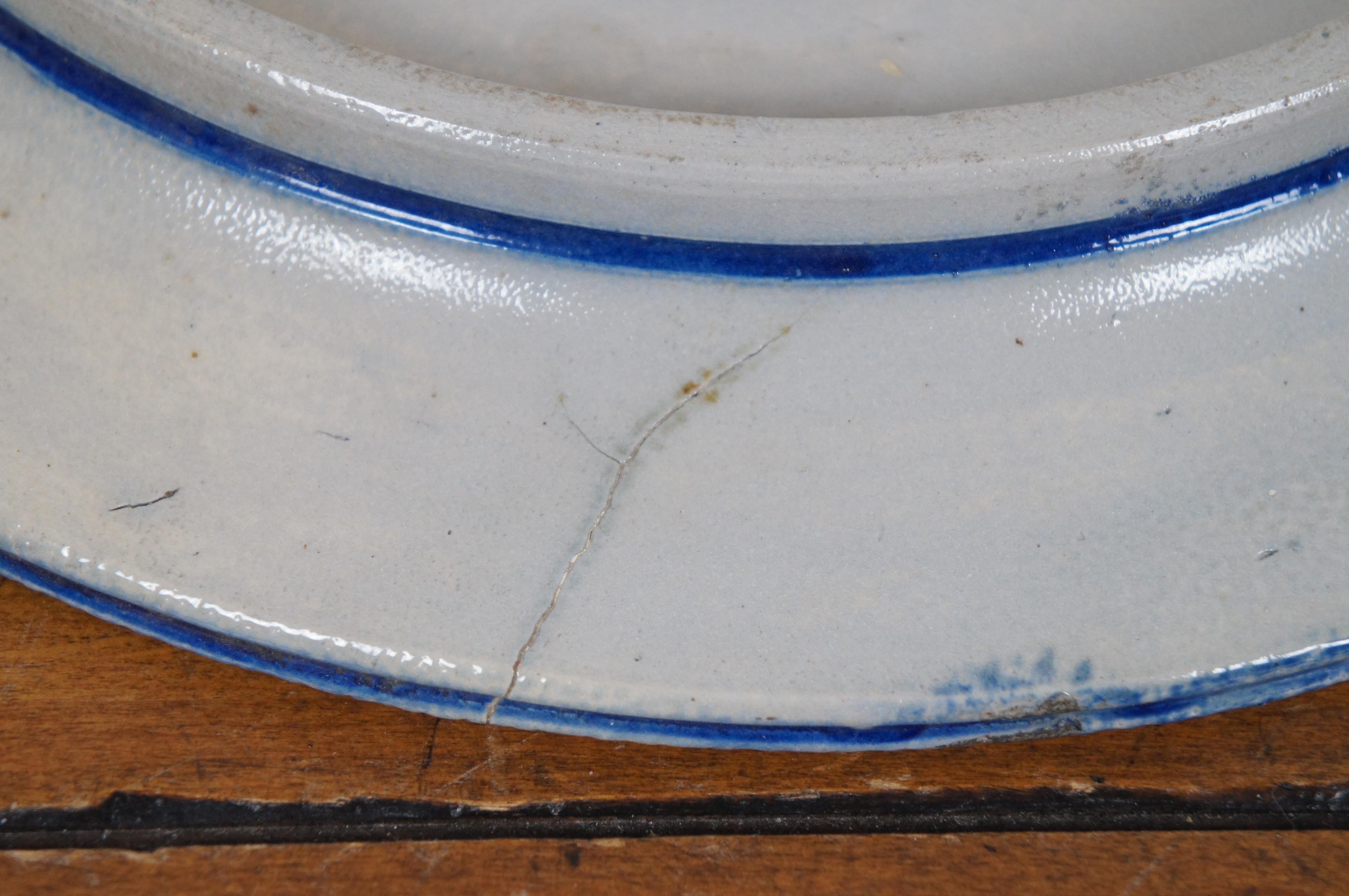 German Westerwald Cobalt Salt Glaze Stoneware Silhouette Bust Plate Charger 13