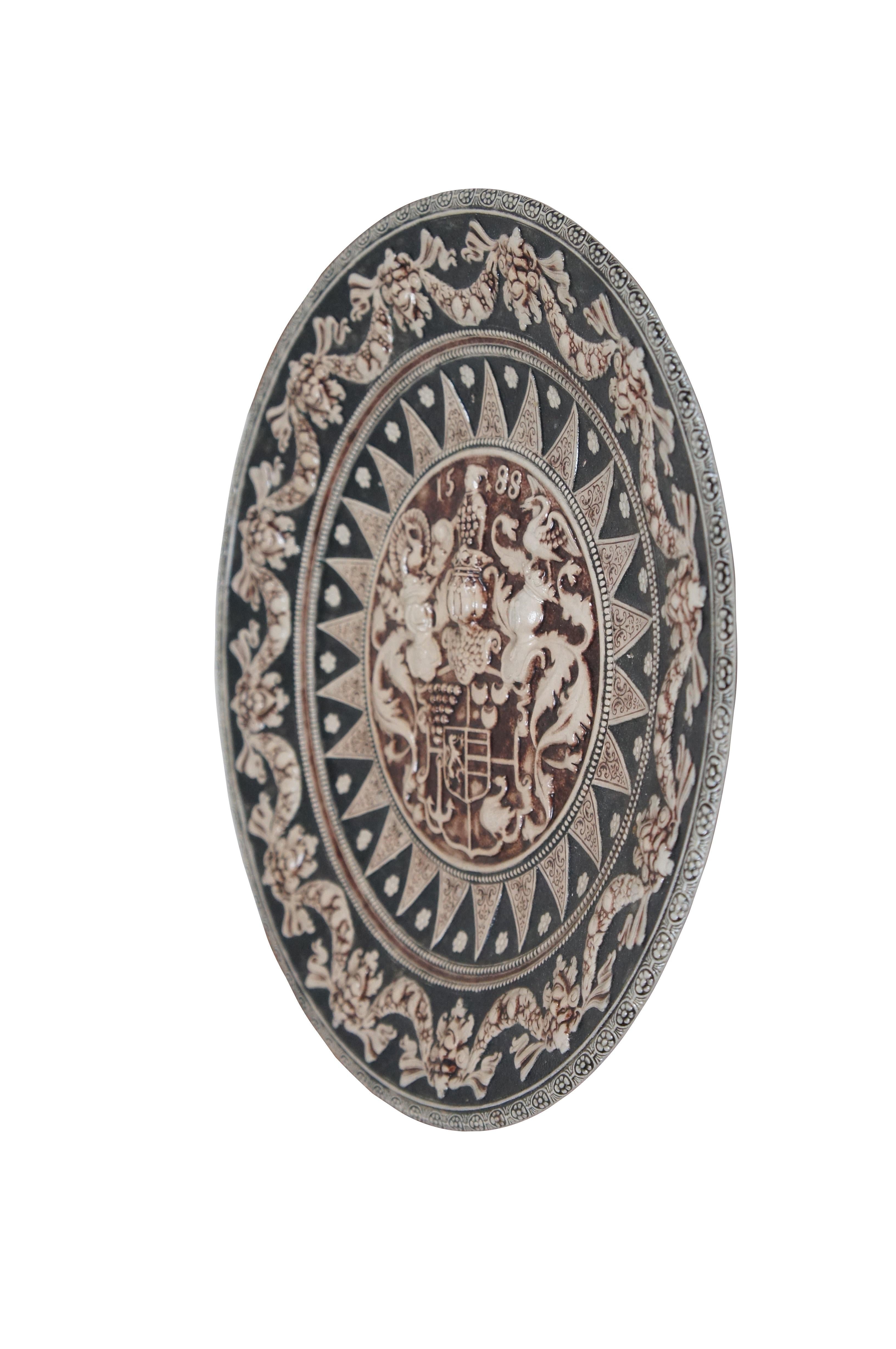 Black Forest German Westerwald Salt Glaze Stoneware Heraldic Coat of Arms Plate 1588 15