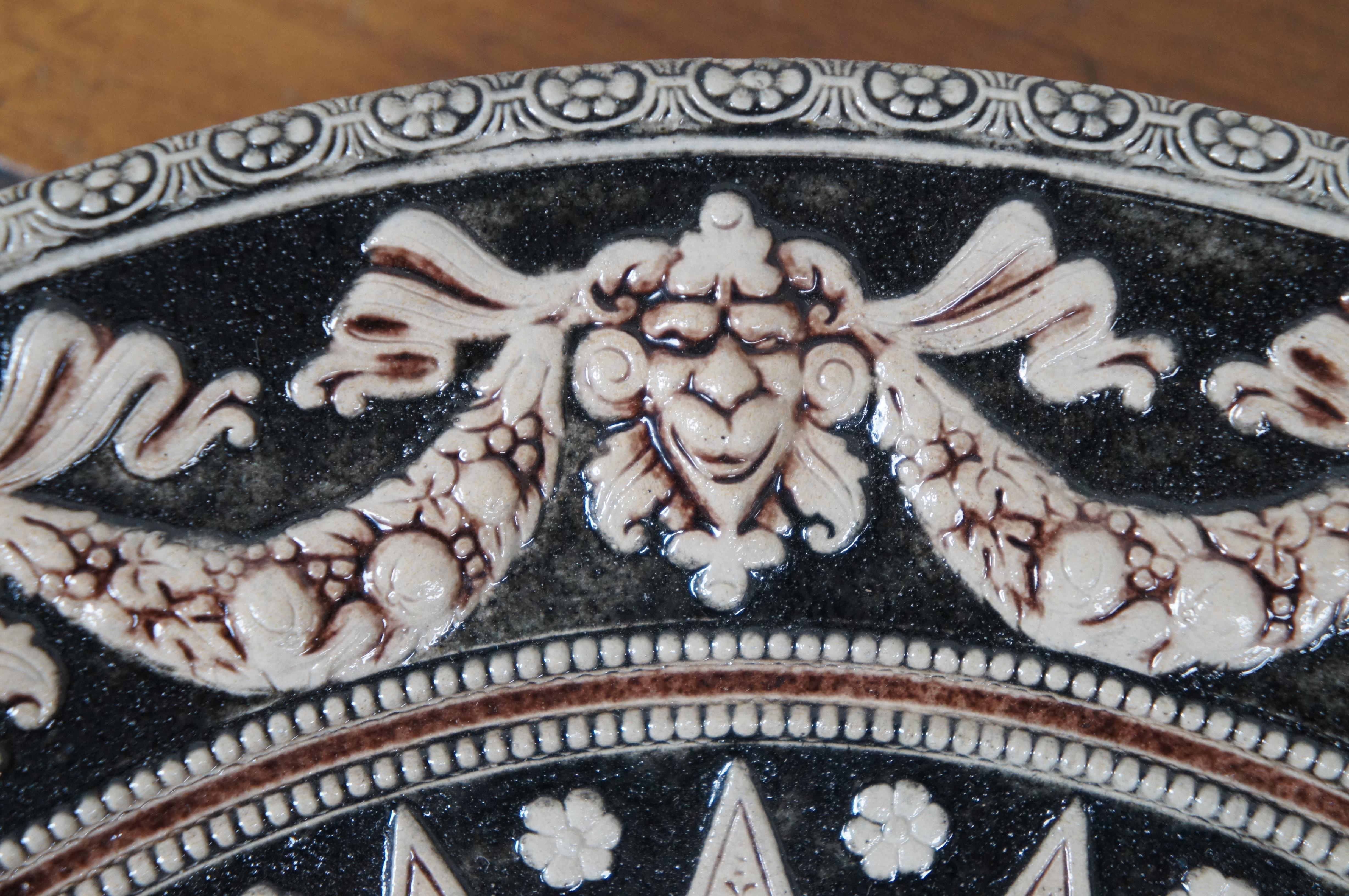 20th Century German Westerwald Salt Glaze Stoneware Heraldic Coat of Arms Plate 1588 15